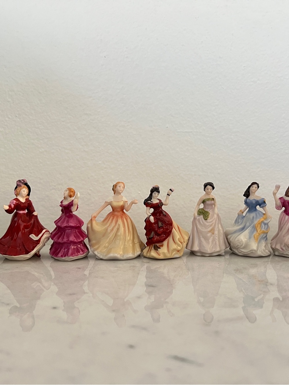 Royal Doulton 2002 Set Of 10 TINY PRETTY LADIES  Mini 2.5” Porcelain Figurines